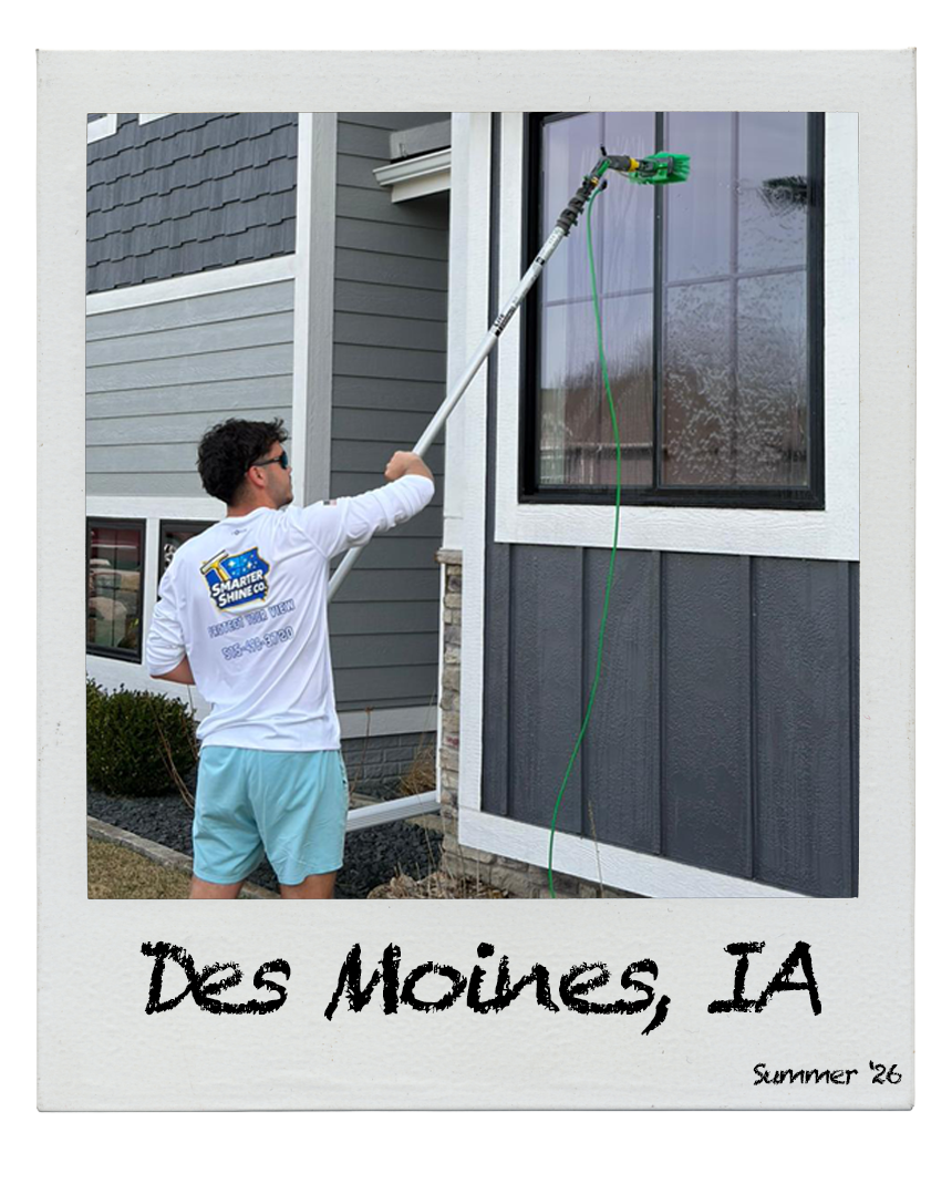 Smarter Shine Co. crew cleaning windows in Des Moines, Iowa
